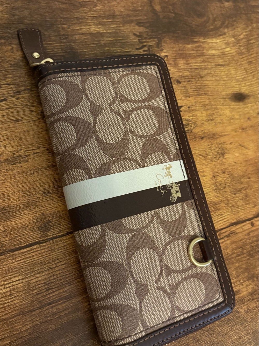 Vintage Coach Heritage Signature Stripe Zip Around Wallet